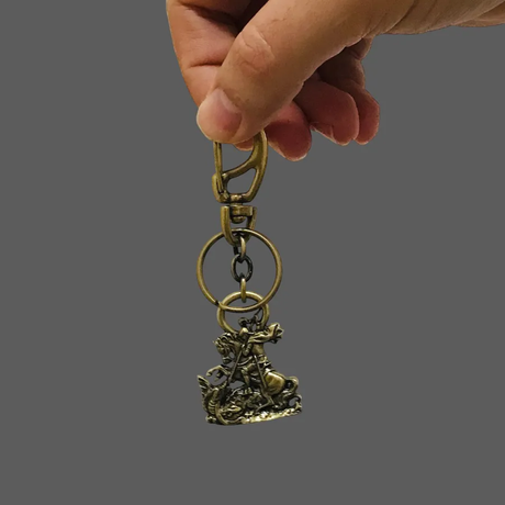 Chaveiro São Jorge Metal Com Mosquetão