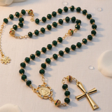 Collar Rosario de Nuestra Señora de Aparecida, Cristal Verde Oscuro