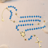 Our Lady of Aparecida Rosary Necklace - Adjustable Blue Crystal