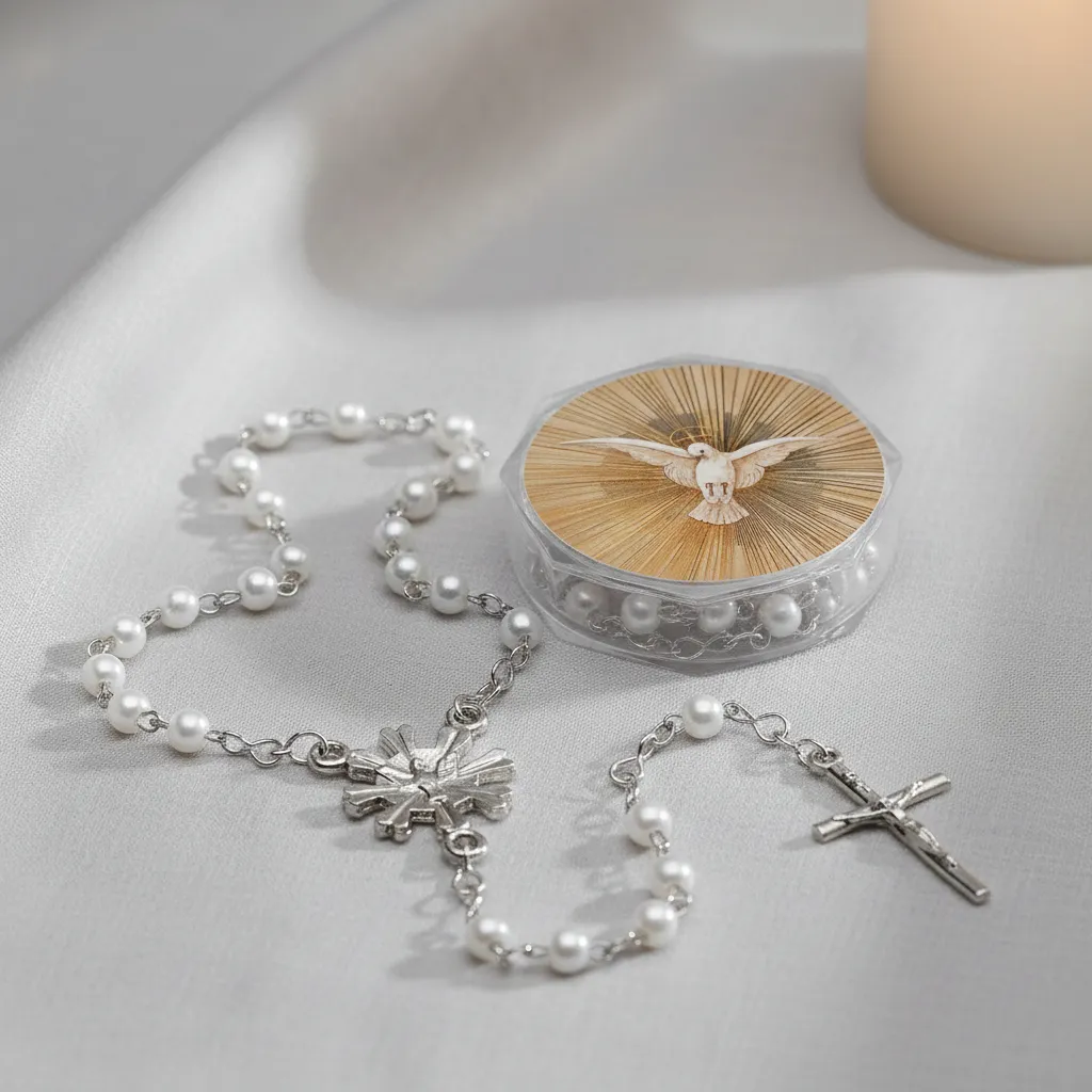 Terço Crisma Pérola Branco 4mm