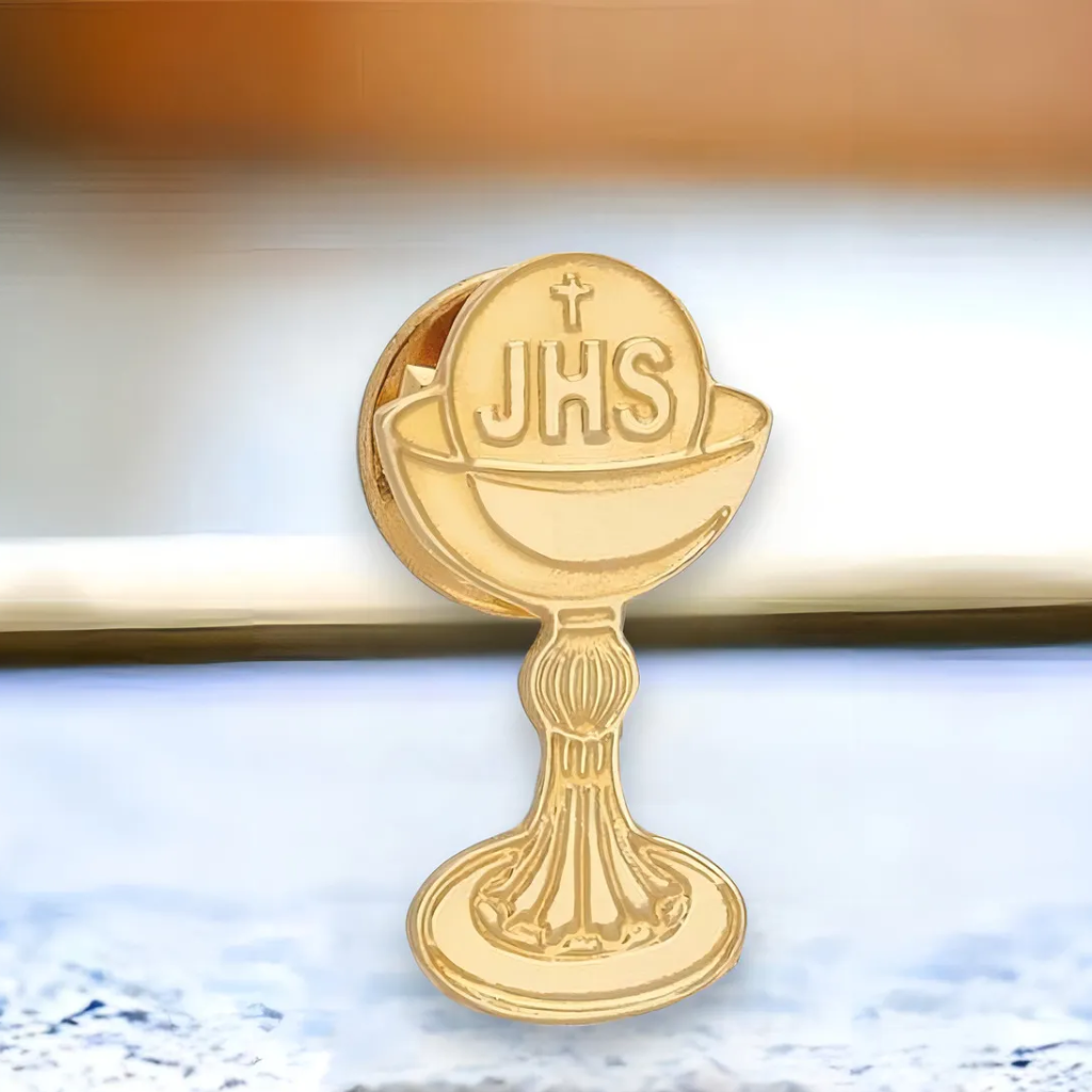 Golden Eucharist Button Brooch
