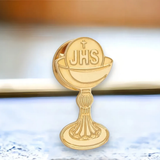 Golden Eucharist Button Brooch
