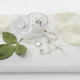 Our Lady Rosary with Rhinestones - White Pearl