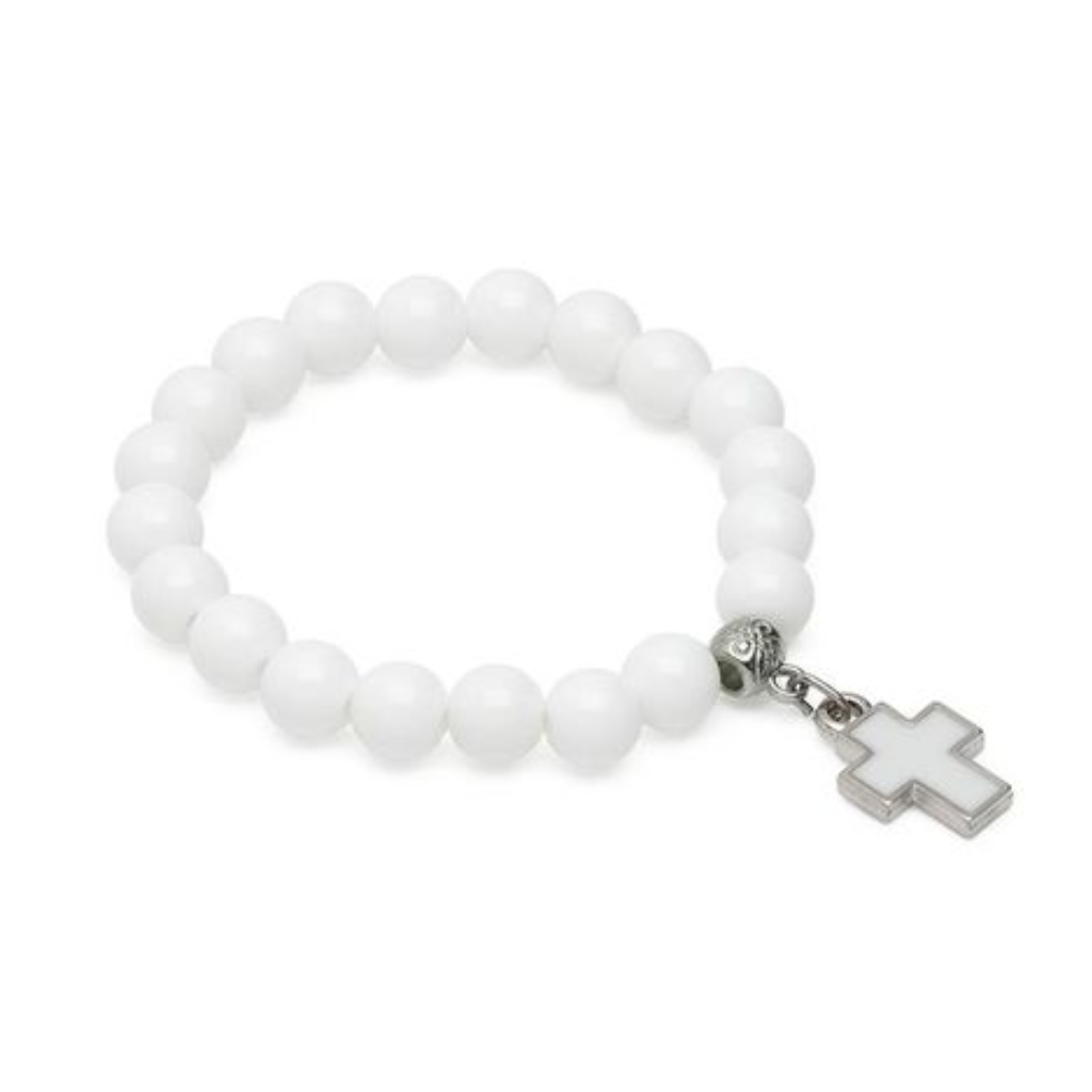 Pulseira Infantil Branca com Cruz