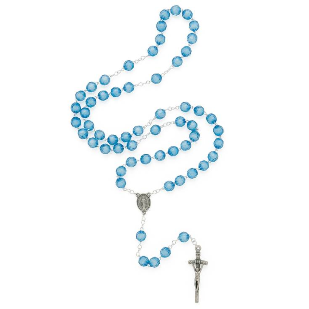 Our Lady of Grace Rosary - Blue Crystal Acrylic