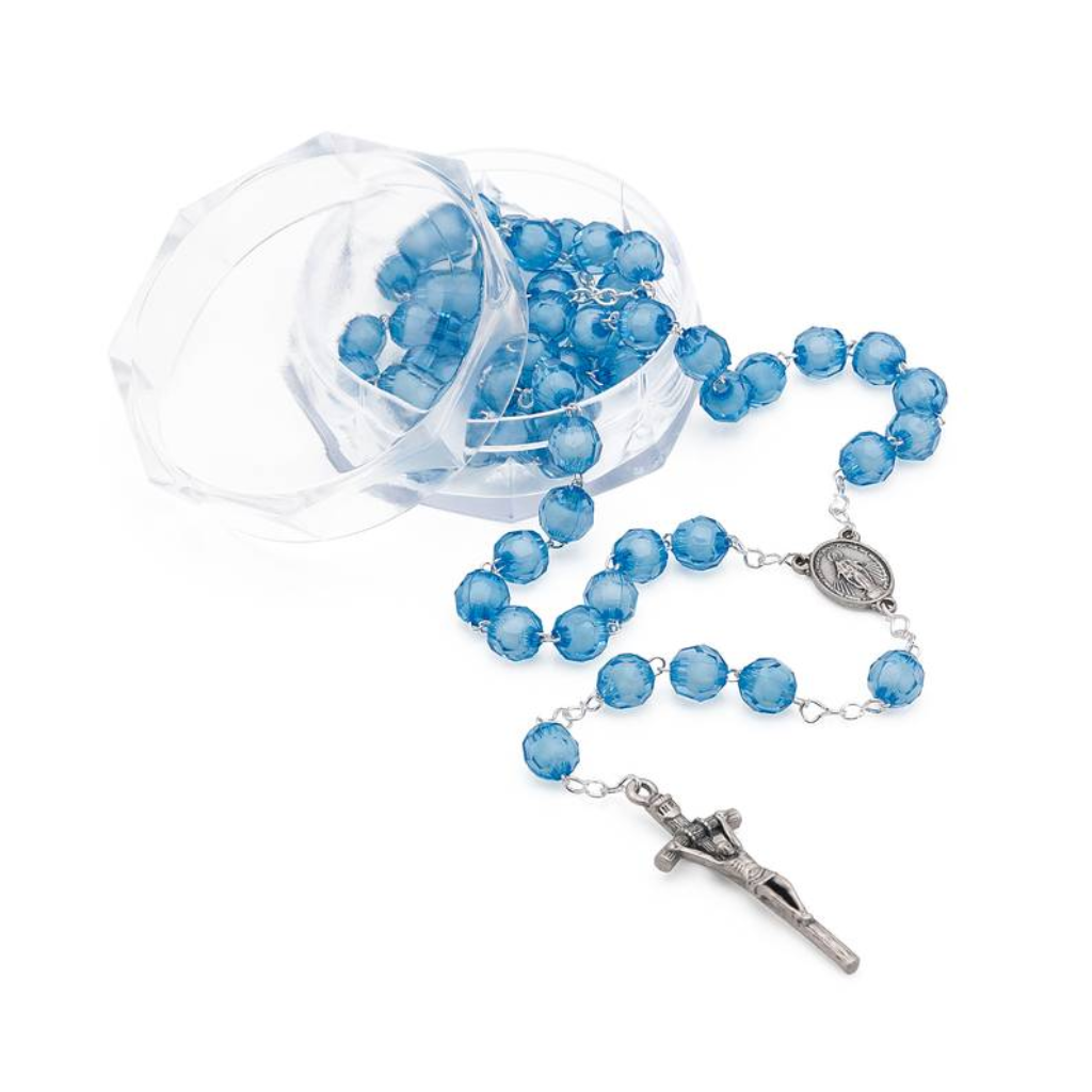 Our Lady of Grace Rosary - Blue Crystal Acrylic