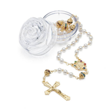 White Pearl Rosary of Our Lady with Rhinestones