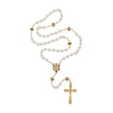 White Pearl Rosary of Our Lady with Rhinestones