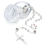 Our Lady Rosary with Rhinestones - White Pearl