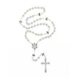 Our Lady Rosary with Rhinestones - White Pearl