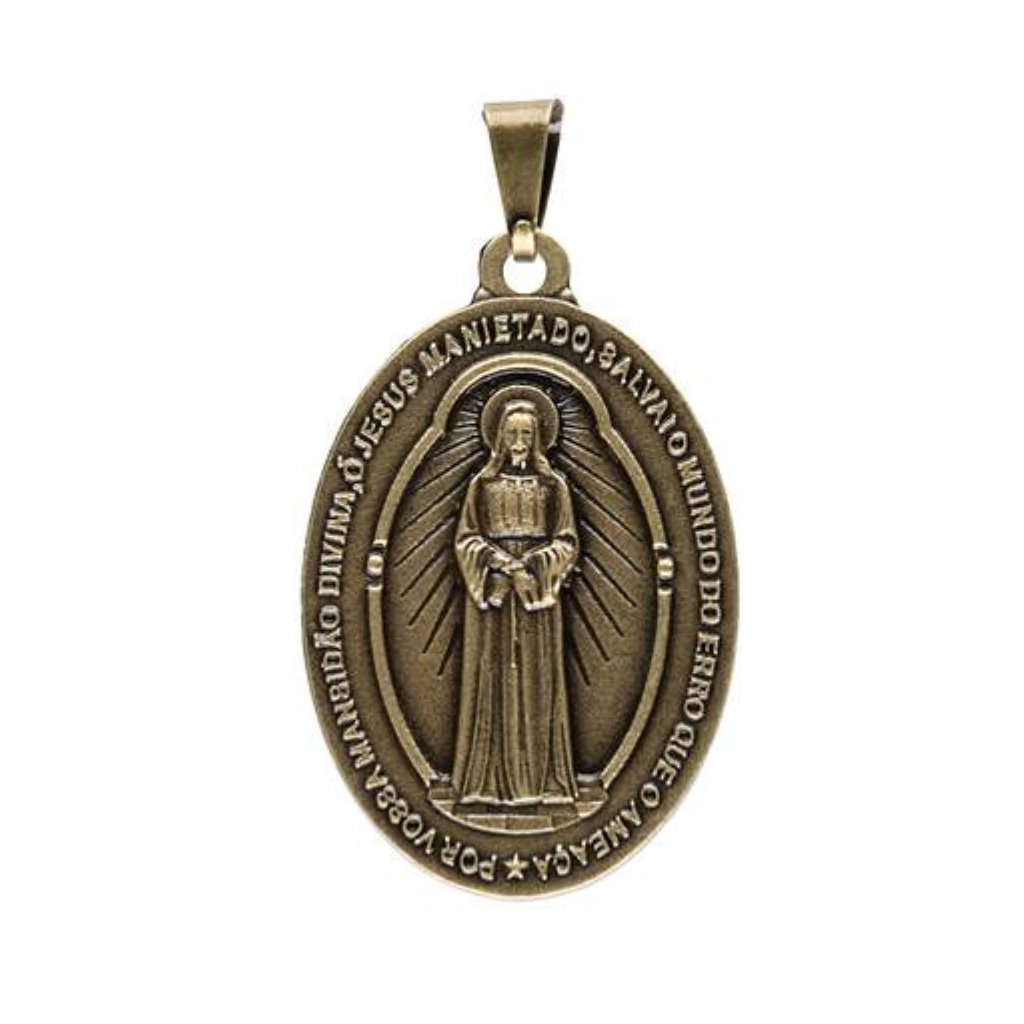 Colgante Medalla Nuestra Señora de las Lágrimas y Jesús Atado