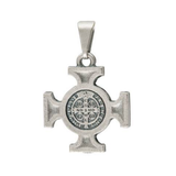 Byzantine Cross St. Benedict Pendant Medal Silver Plated