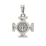 Byzantine Cross St. Benedict Pendant Medal Silver Plated