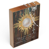 Eucharistic Souvenir Monstrance in Imbuia Wood with Rosary