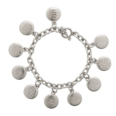 Pulsera de metal con los Diez Mandamientos, plata antigua, niquelada