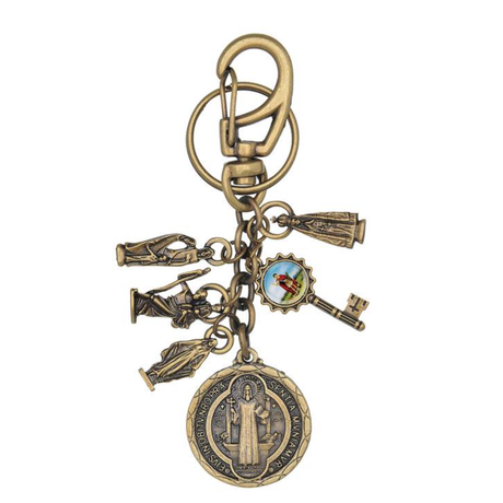 Saint Benedict Keychain with Religious Symbols