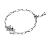 Pulsera de acero inoxidable con colgante Sagrados Corazones de Jesús y María.