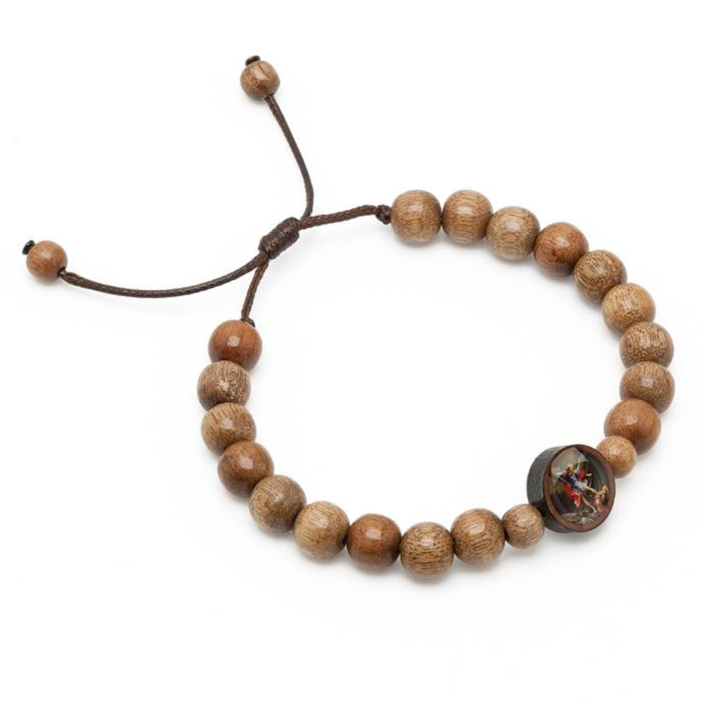 Pulsera de San Miguel Arcángel, Madera de Imbuia, Ajustable