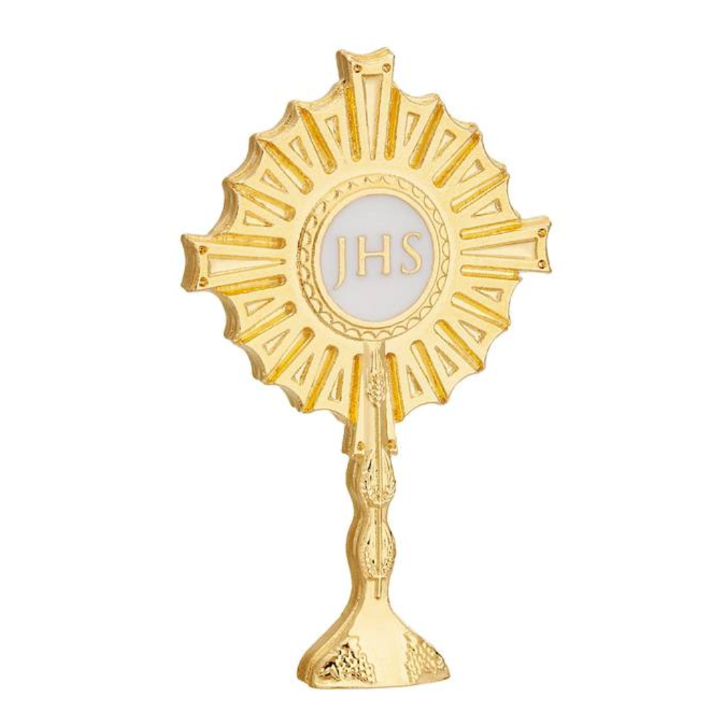 Golden Eucharistic Monstrance Button with Chalice