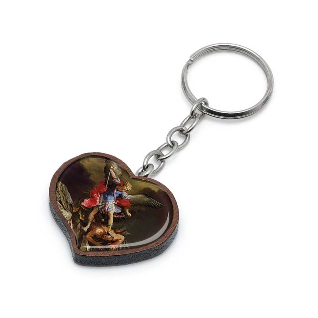 Llavero Corazón de San Miguel - Madera/Resina