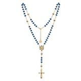 Our Lady of Aparecida Rosary Necklace - Adjustable Blue Crystal