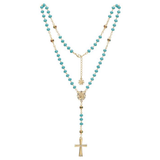 Colar Terço Turquesa Nossa Senhora Aparecida - Cristal