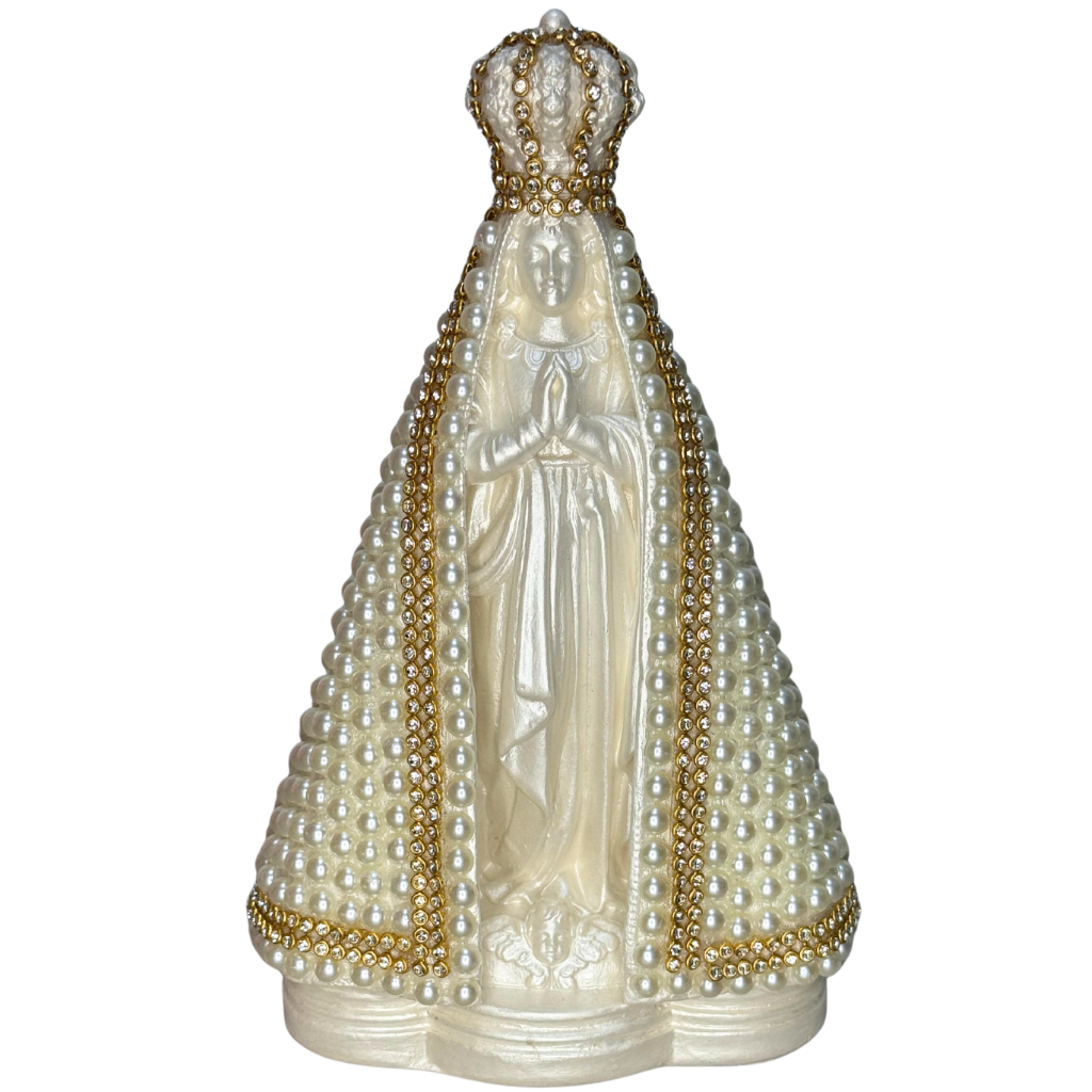 N. Sra Aparecida Decorada com Pérolas e Strass - 20cm
