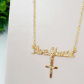 Colar com pingente Ave Maria e Crucifixo