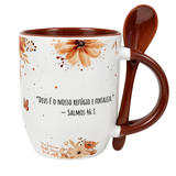 Caneca com Colher “Bênçãos e Fortaleza” - 11oz