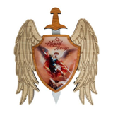 Escudo Alado com Espada São Miguel Arcanjo - 17 cm X 15 cm
