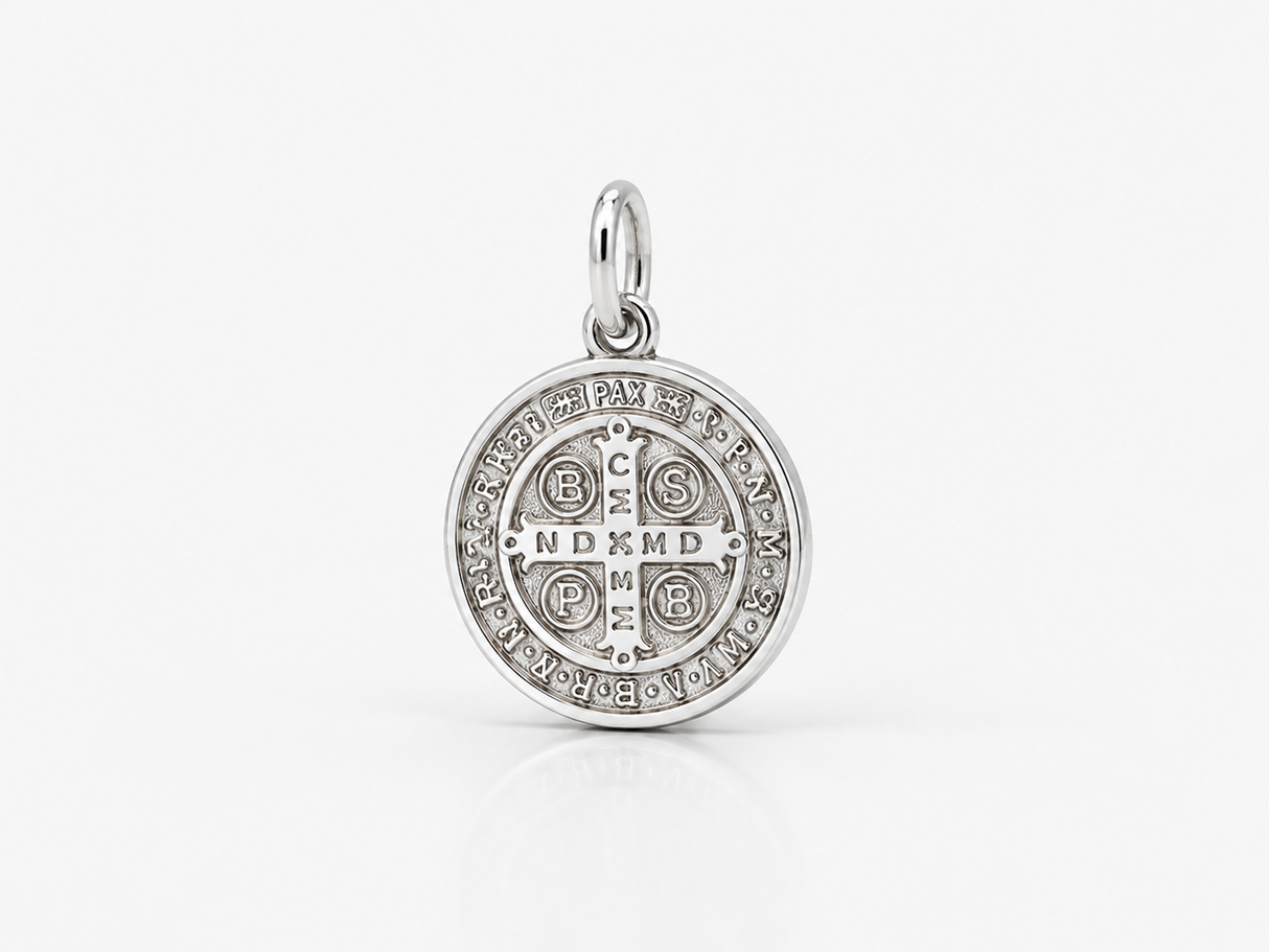 Pingente Medalha De Sao Bento Prata 925