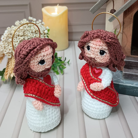 Sagrado Coração de Jesus - 11cm - Crochê