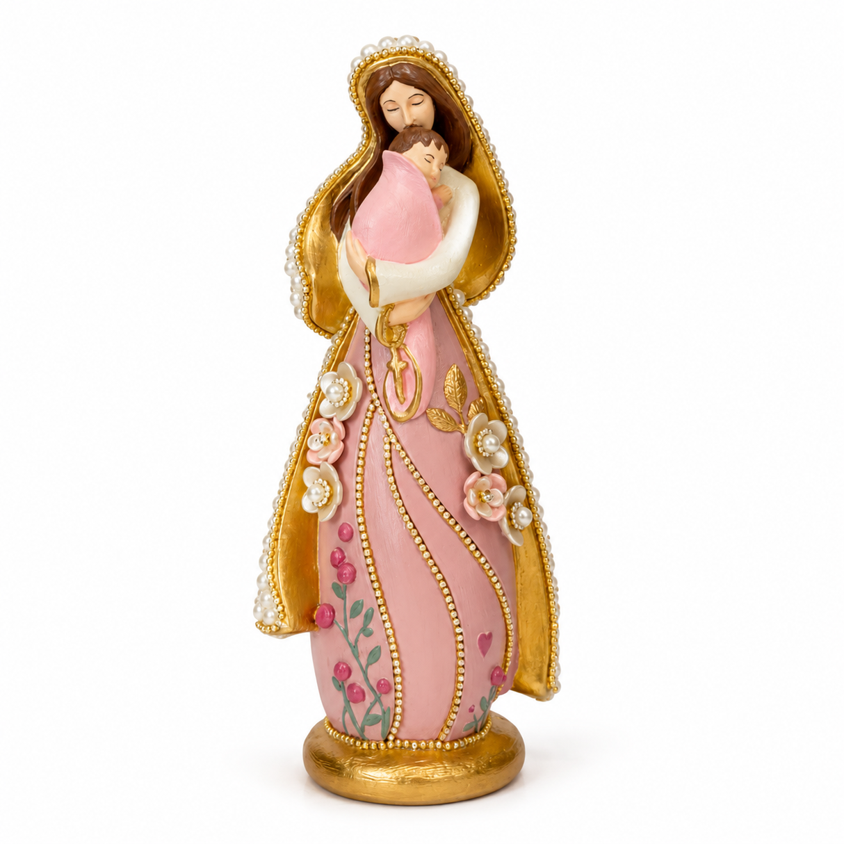 Nossa Senhora Com Jesus - Rosa