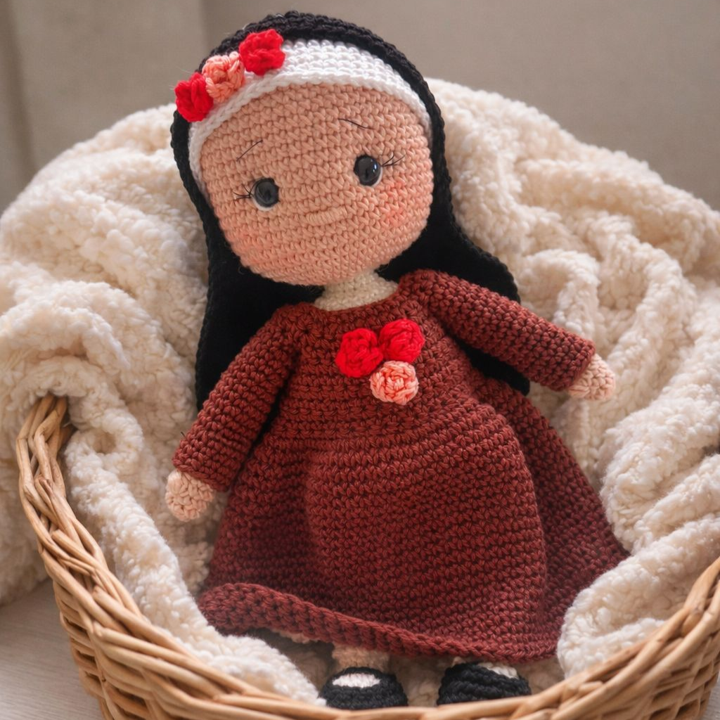 Bonequinha Santa Teresinha em Crochê