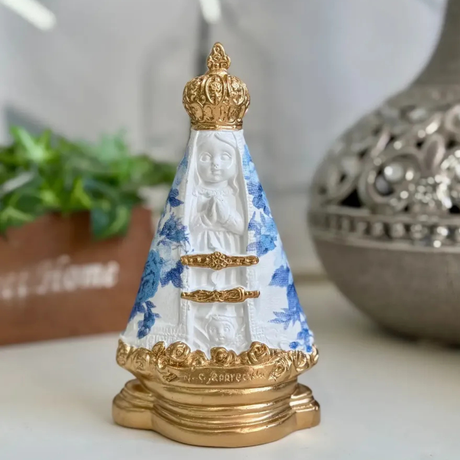 Nossa Senhora Aparecida Baby Infantil Azul Dourado - 15cm
