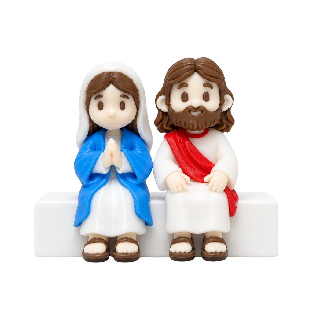 kit Jesus e Nossa Senhora Sentados - 3D