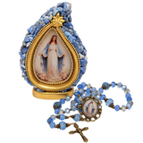 Kit Nossa Senhora das Graças com Gota de Pedras Azuis e Terço