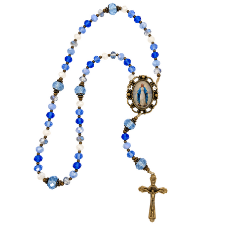 Kit Nossa Senhora das Graças com Gota de Pedras Azuis + Terço