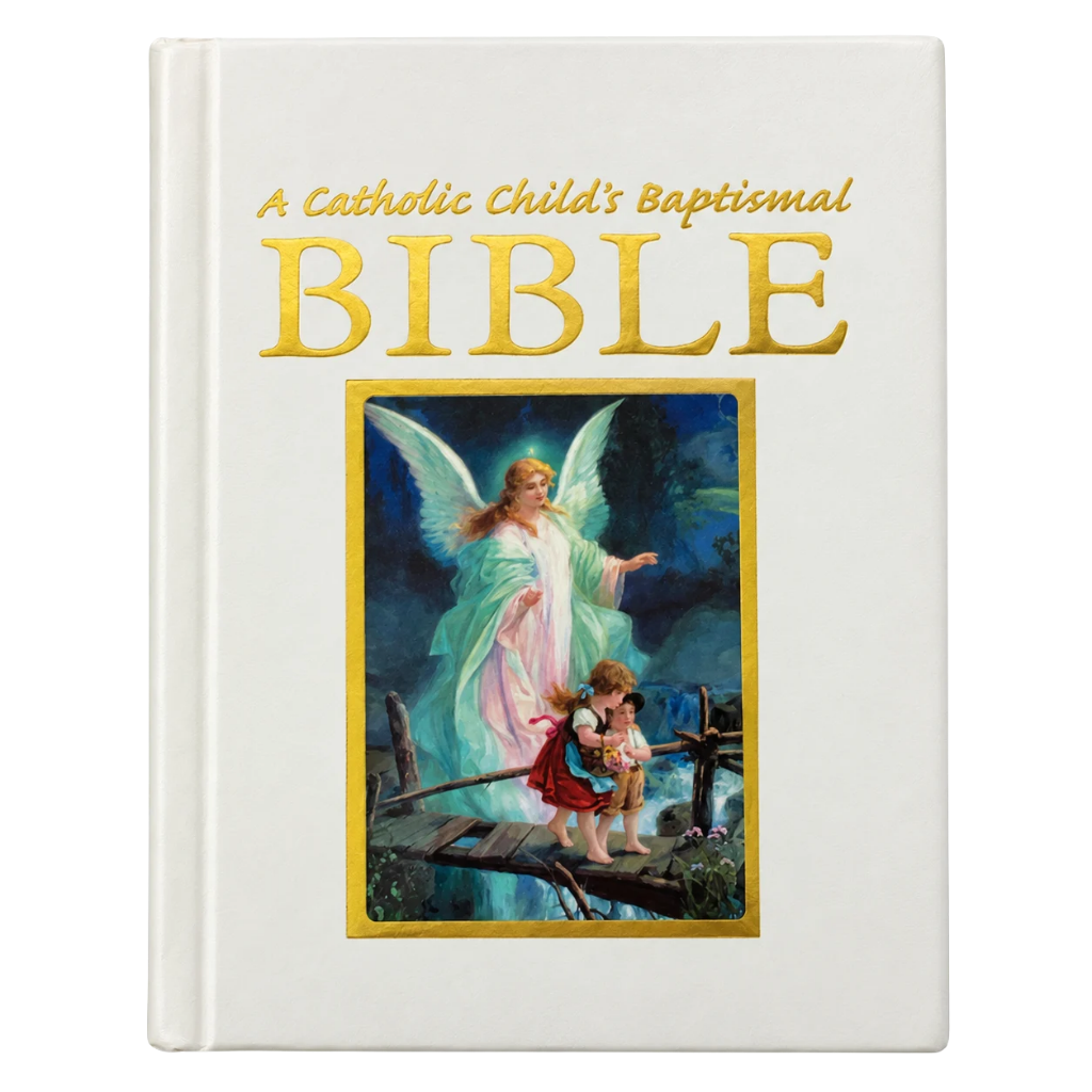 Catholic Child's Baptismal Bible (Guardian Angel)-White Hardcover