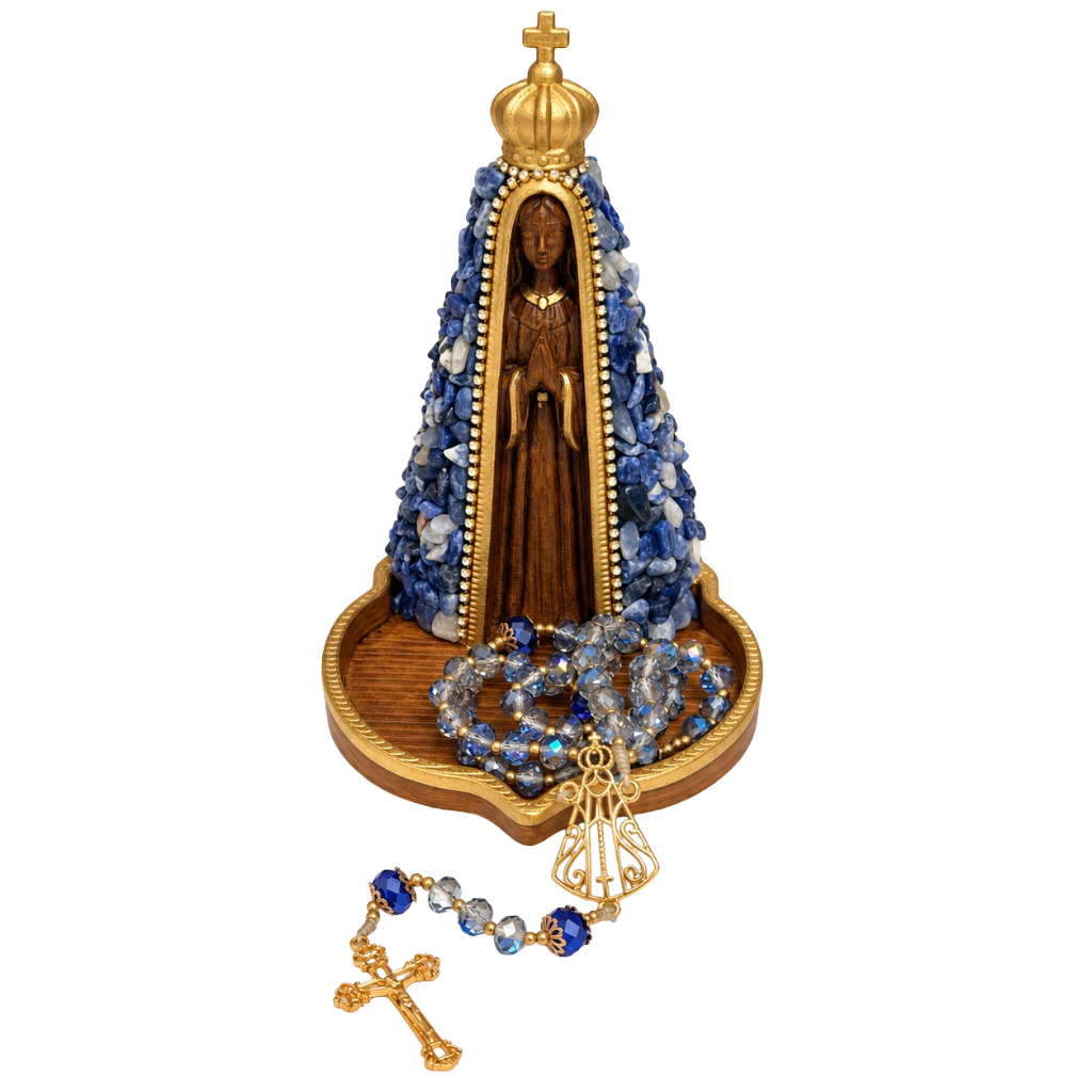 Kit Imagem Nossa Senhora Aparecida 3D + Terço