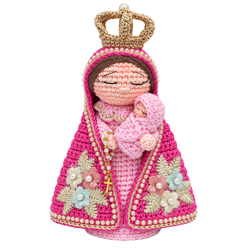 Mãezinha do Céu em Amigurumi - Rosa