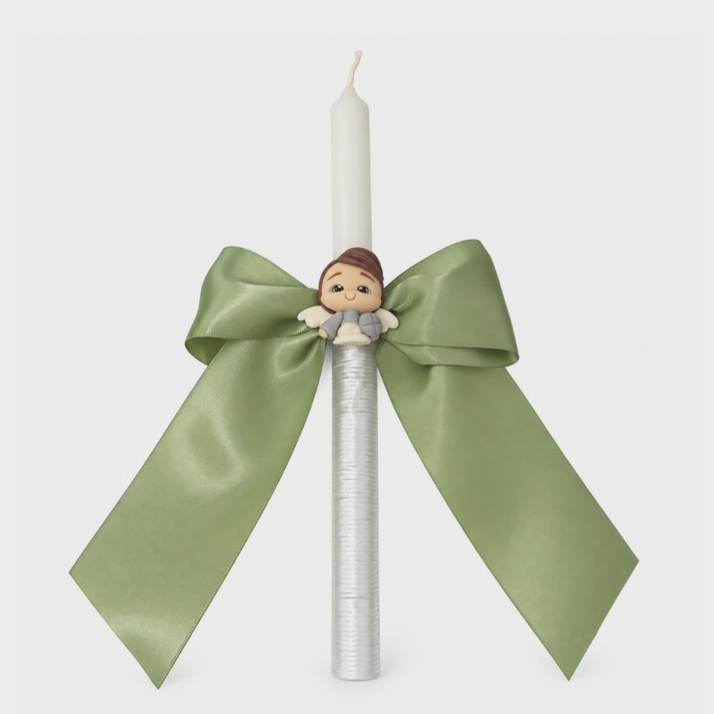 Vela Para Batismo Anjinho - Verde
