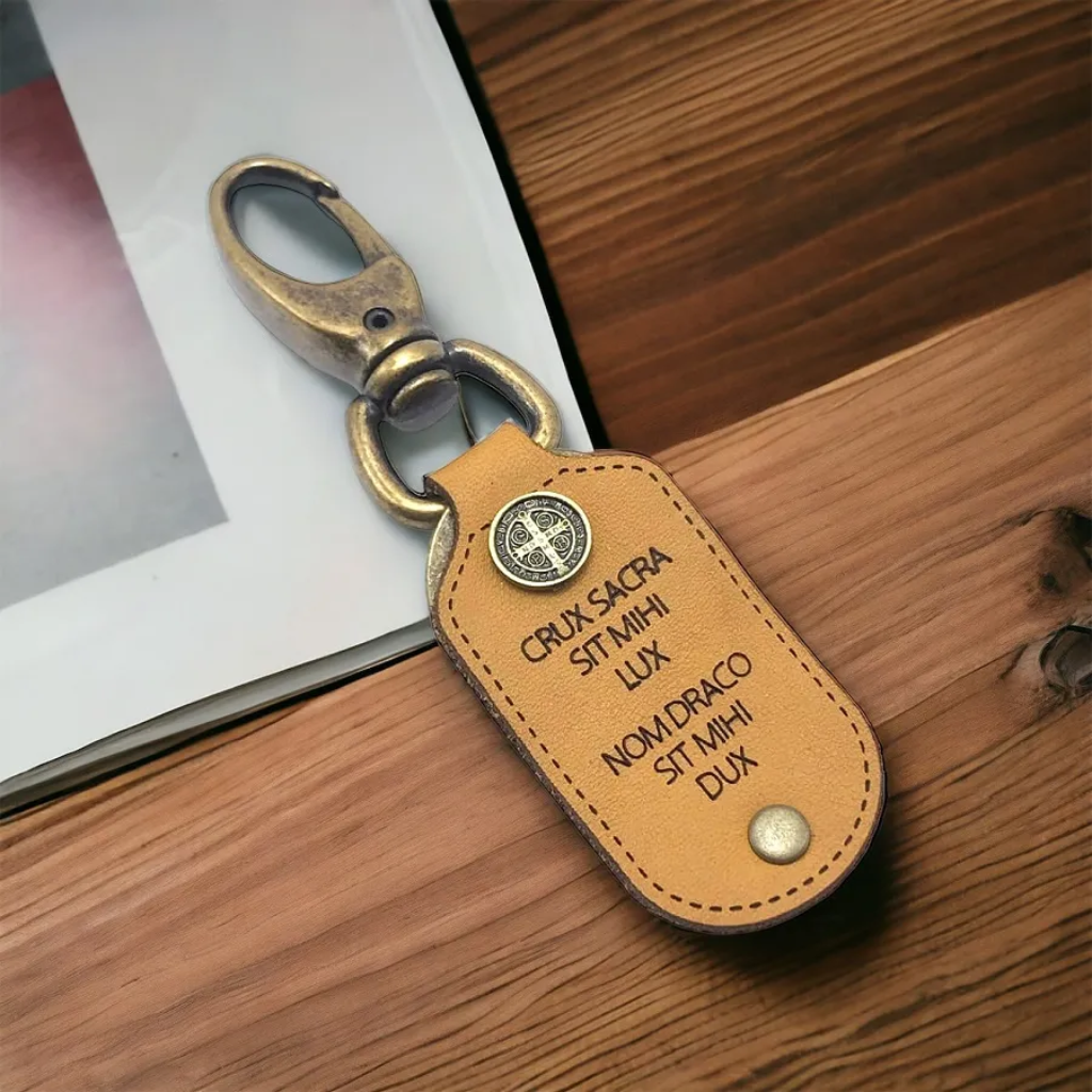 Chaveiro Medalha De São Bento Couro