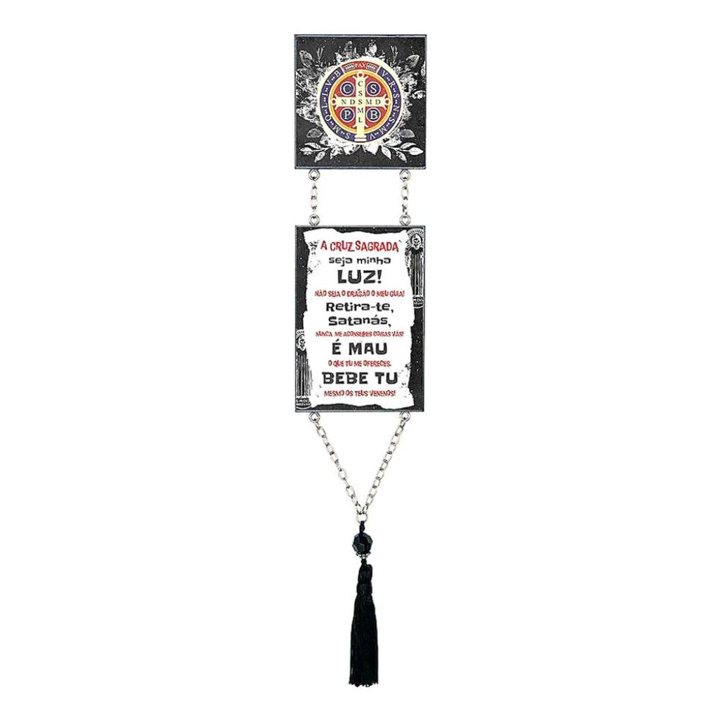 Adorno De Porta Madeira Preta Com Corrente São Bento