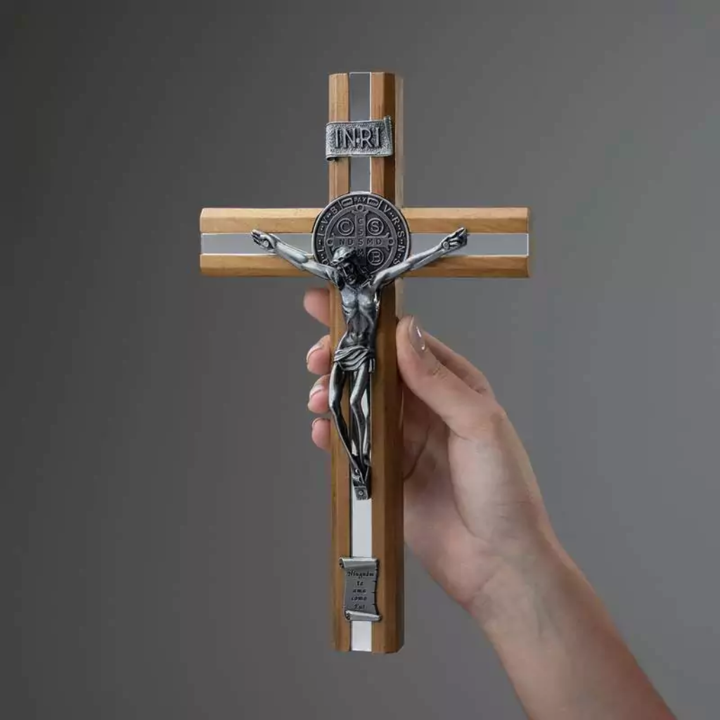 Crucifixo em Madeira Espelhado 26cm