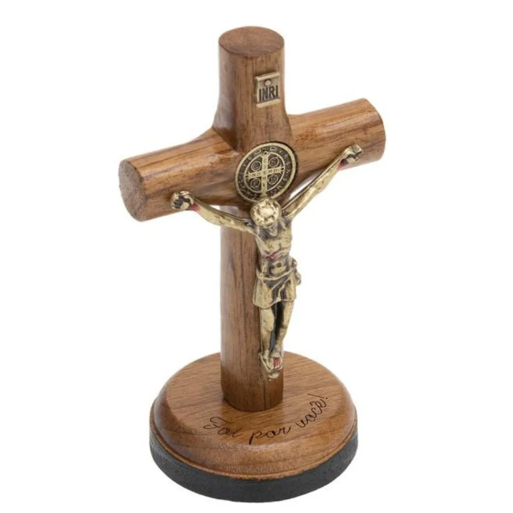 Crucifixo Mad Cilíndrica 07cm C/ São Bento