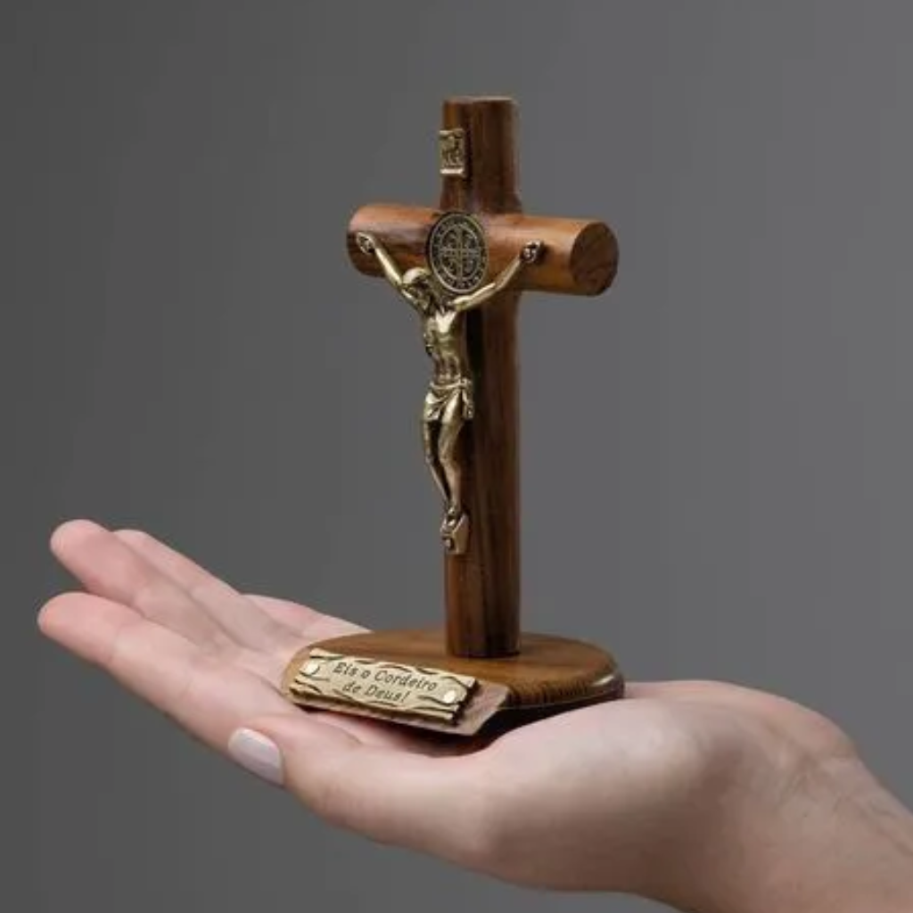 Crucifixo Mesa 12cm Madeira