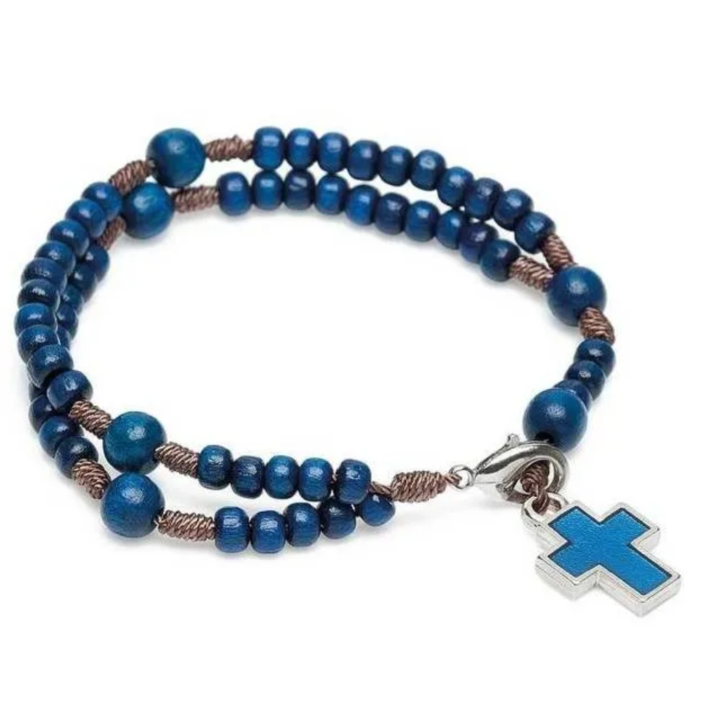 Pulseira Terço Infantil Azul Regulável