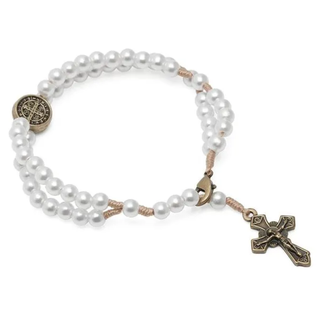 Pulseira Terço De Pulso São Bento Perola