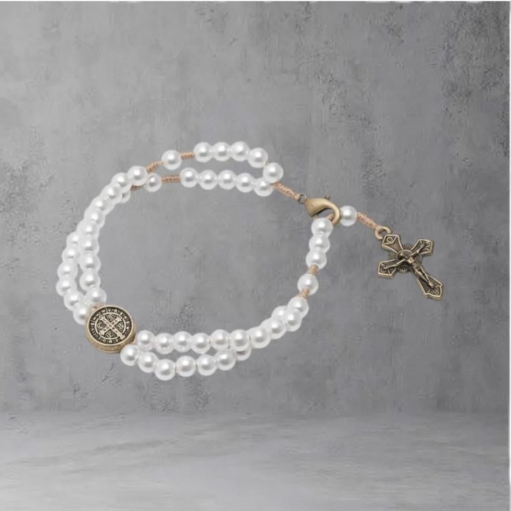 Pulseira Terço De Pulso São Bento Perola